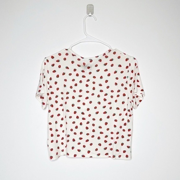 NWT REVOLVE Plush Strawberry Print Pajama Set White Women's Size Small - Picture 3 of 8